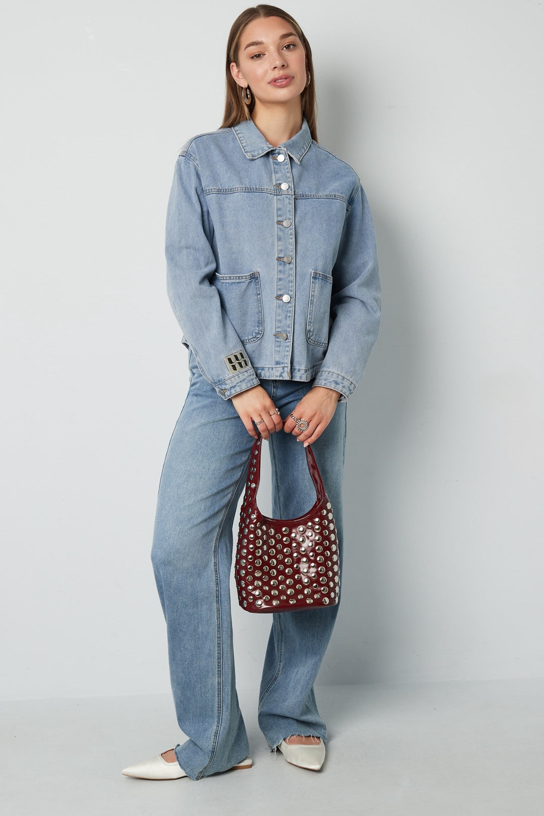 Bowi handtas met studs rood