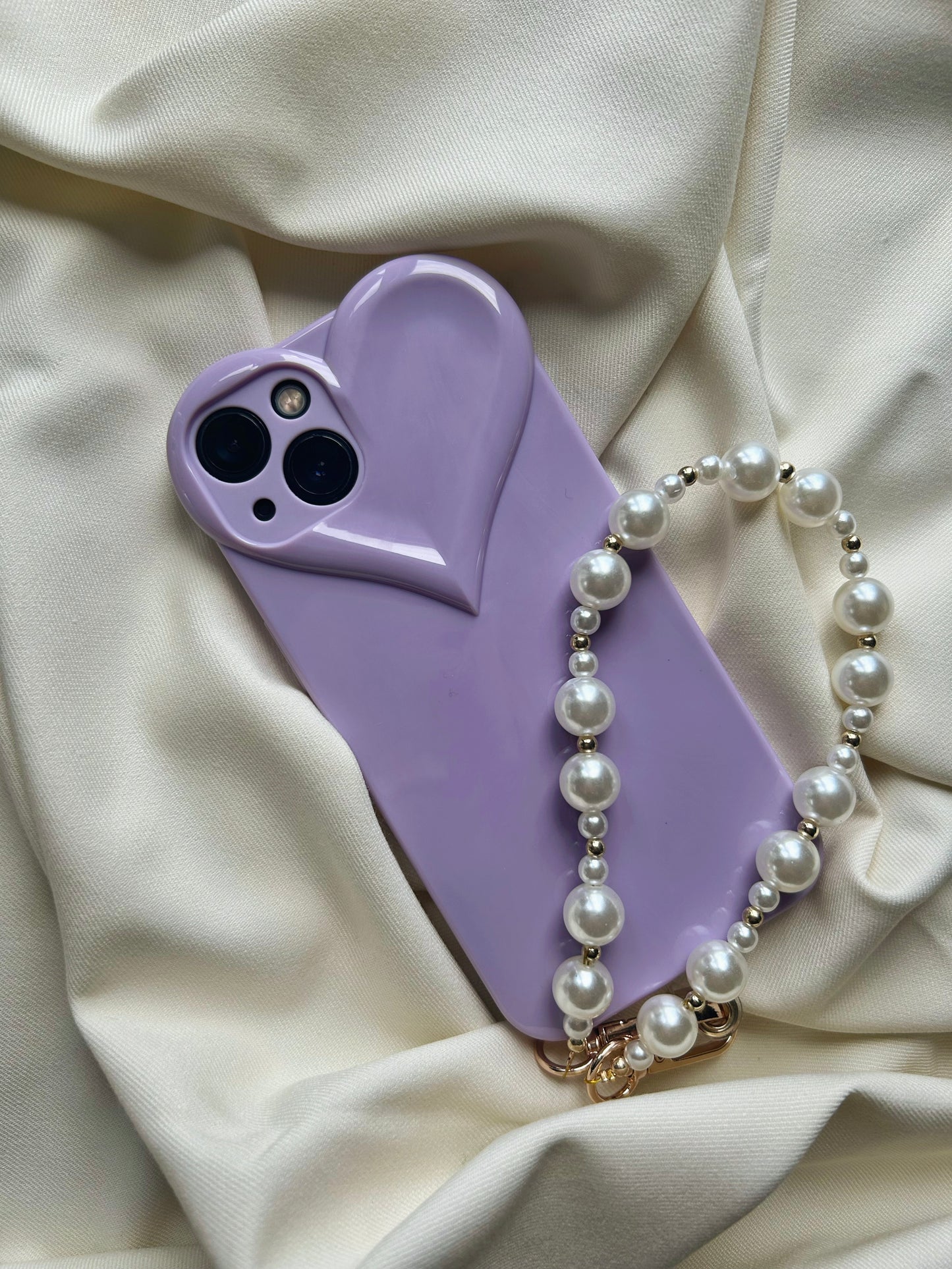 Telefoonkoord parel/goud