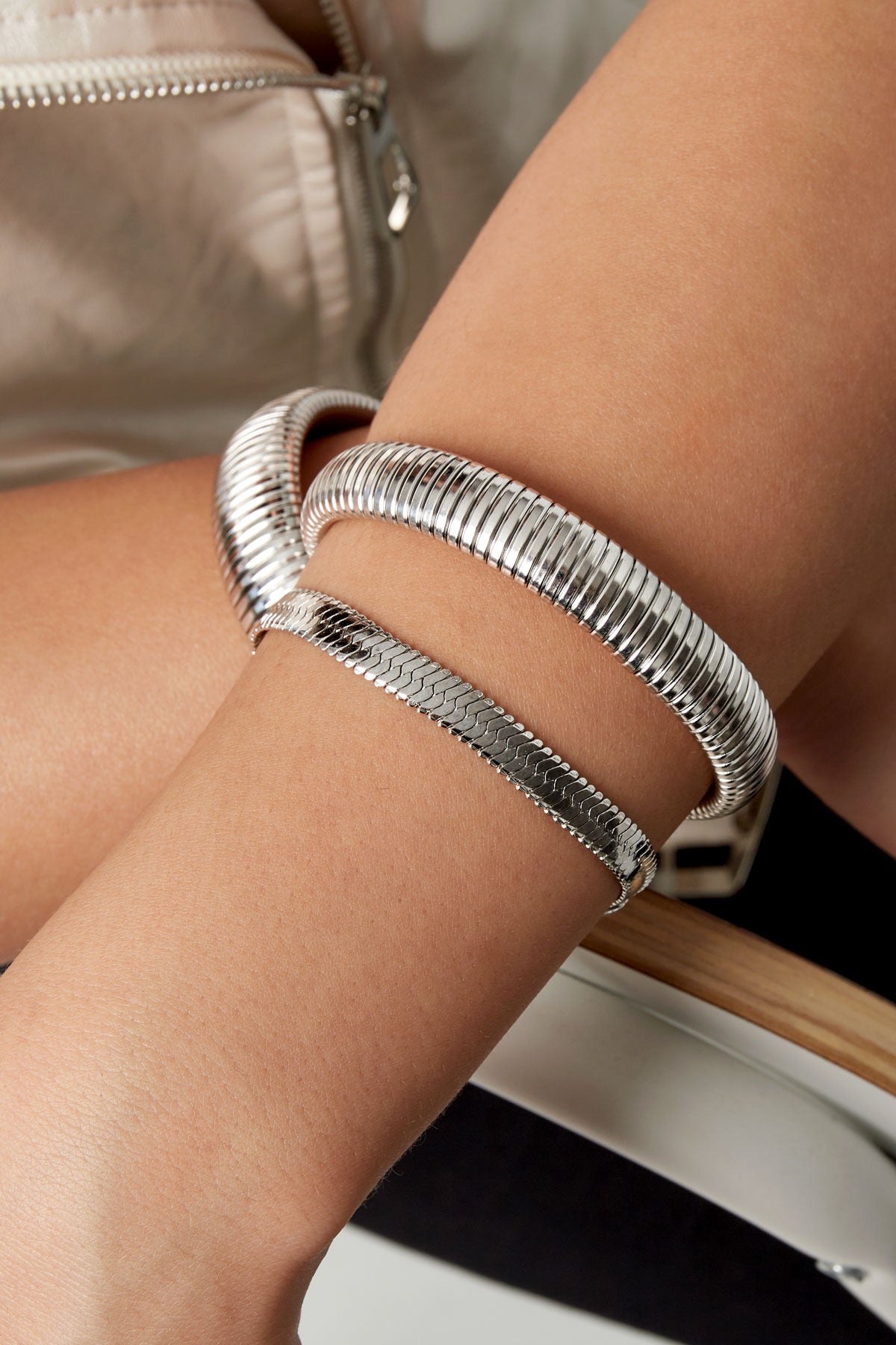 Ribbel armband zilver