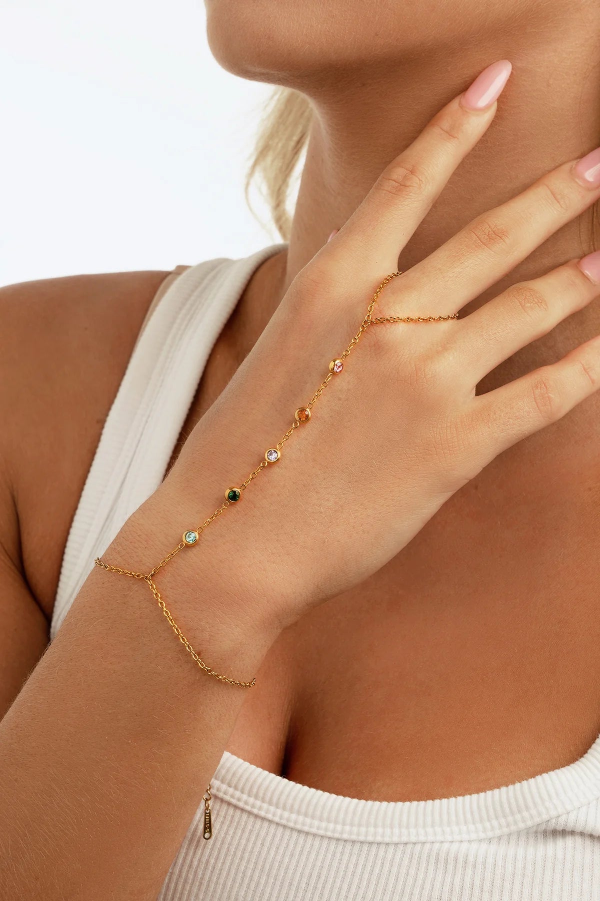 Roos hand chain goud