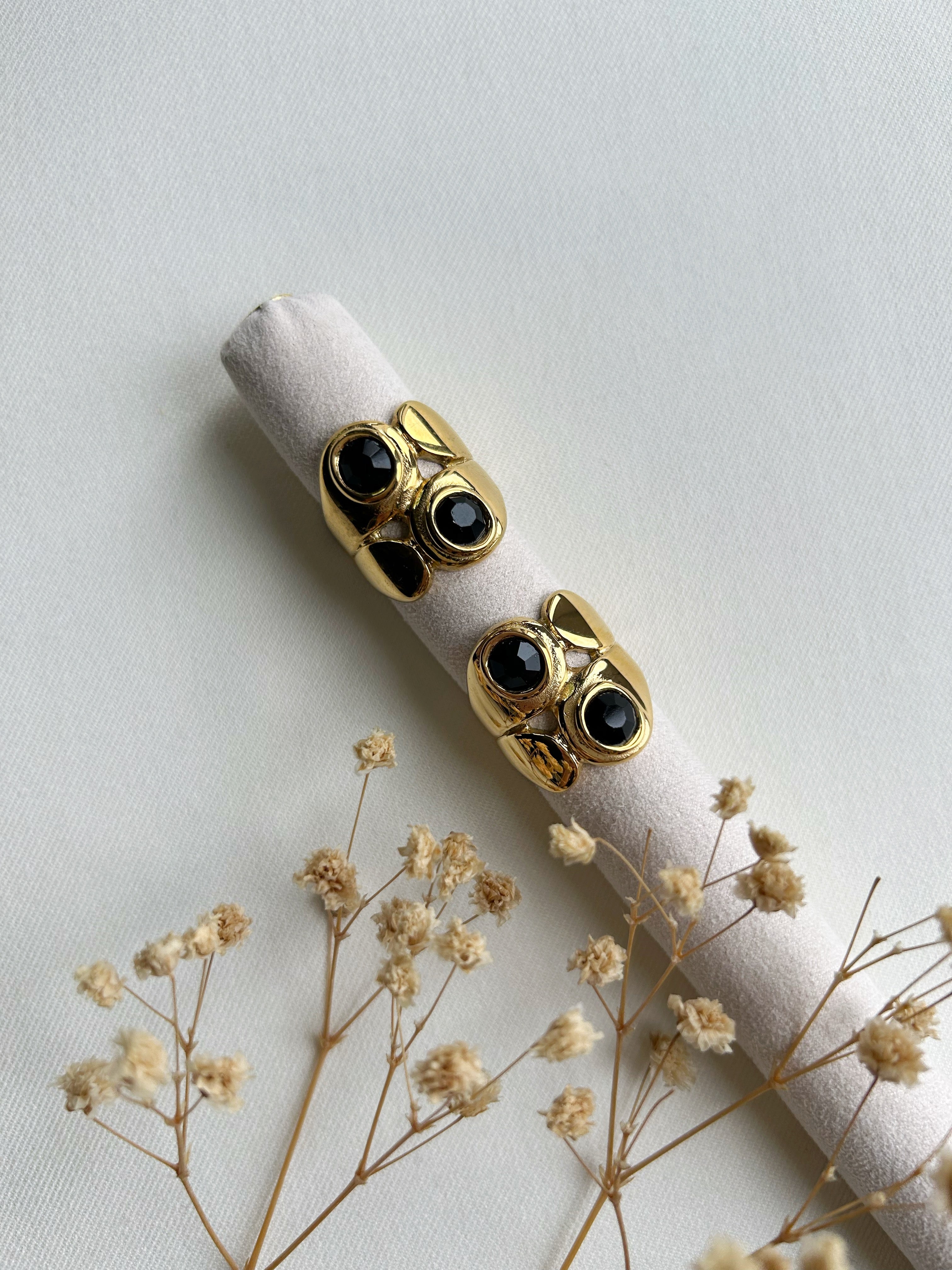 Ring met stenen zwart/goud