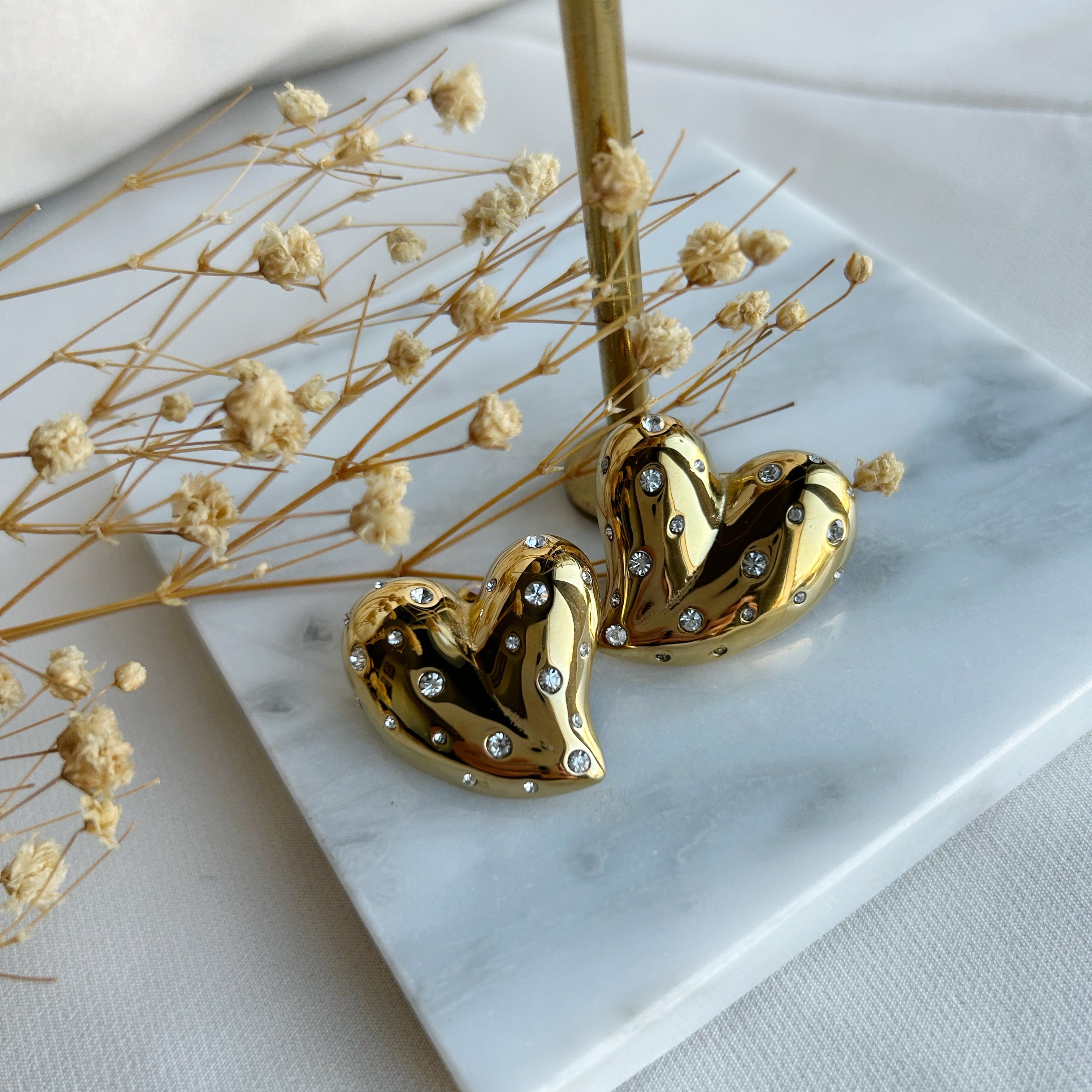 Charlies Diamond hart oorbellen goud
