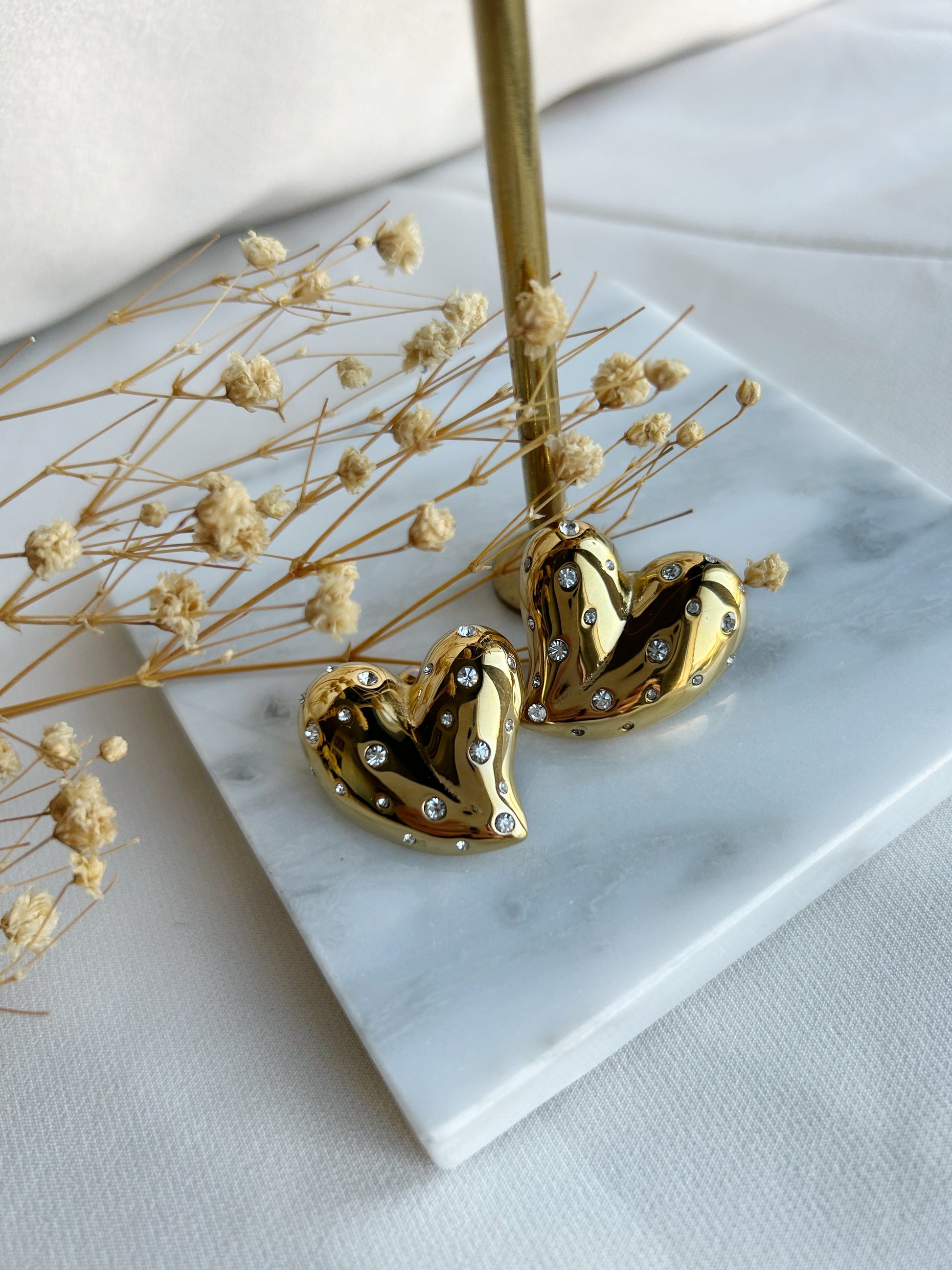 Charlies Diamond hart oorbellen goud