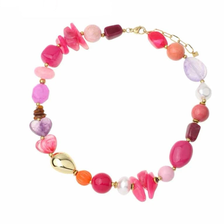 Mila kralen ketting pink