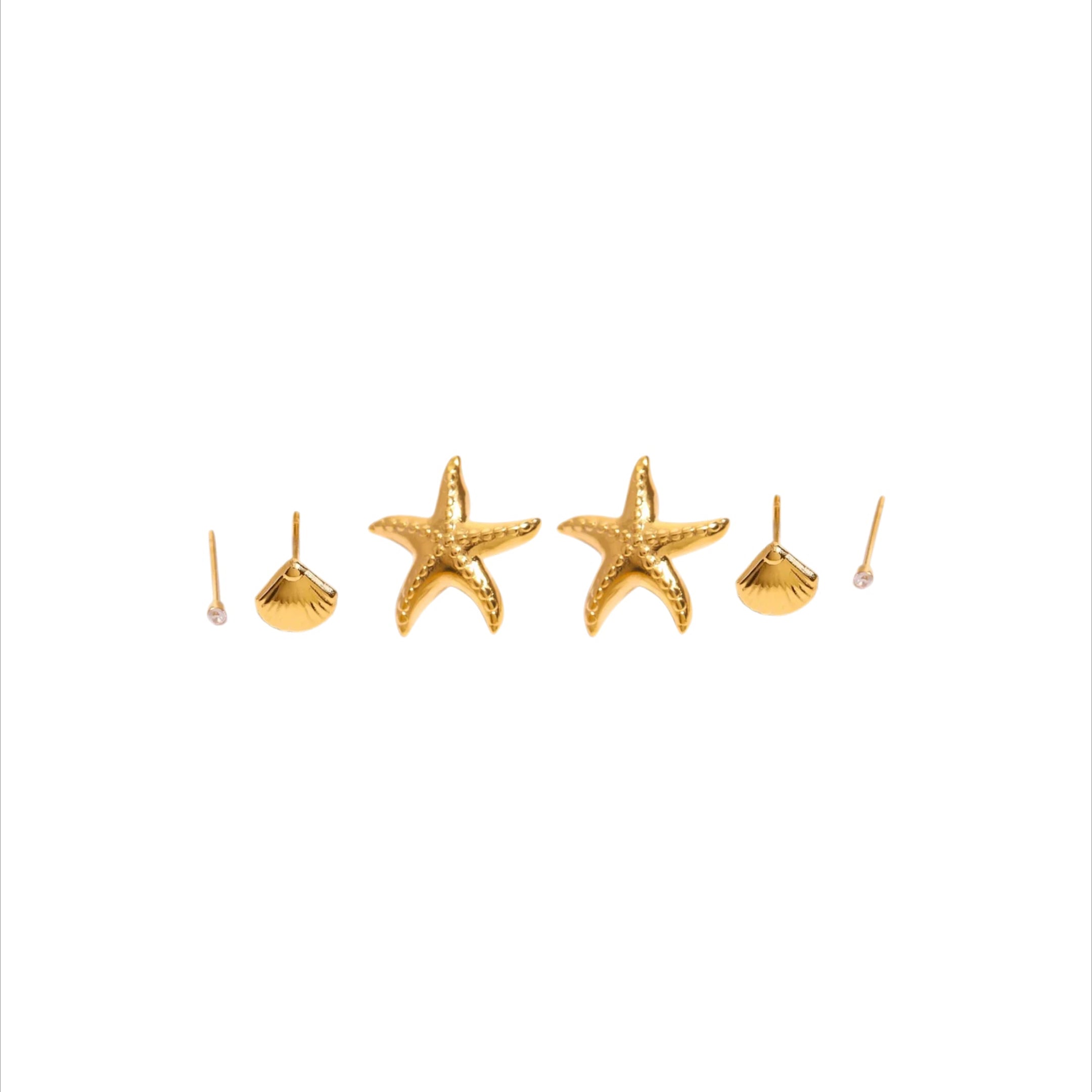 Beach oorbellen set goud