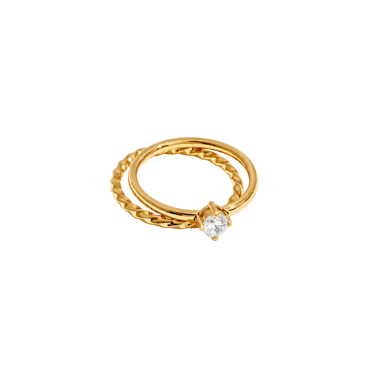Linne dubbele ring goud/diamond
