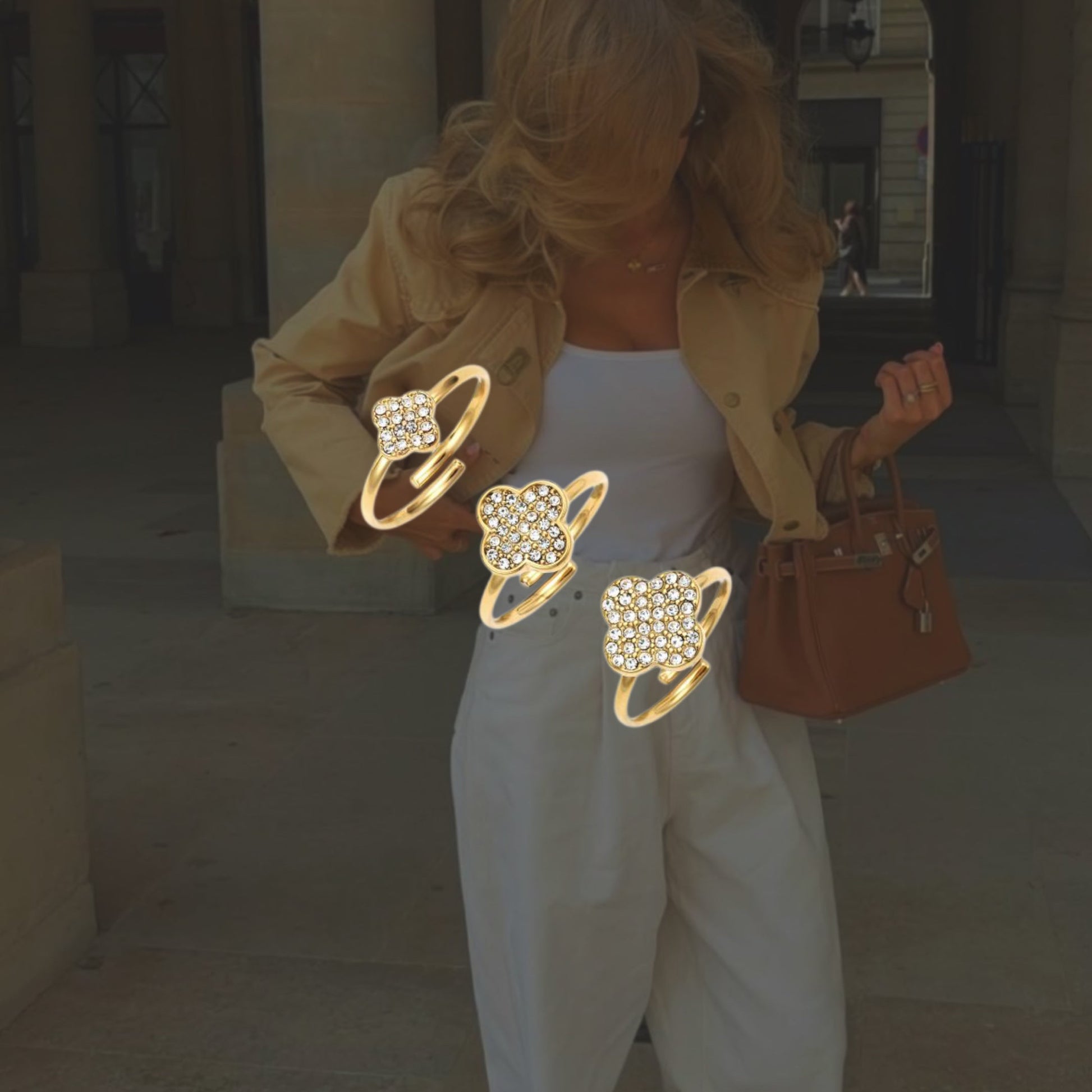 Roos klaver ring goud/diamond