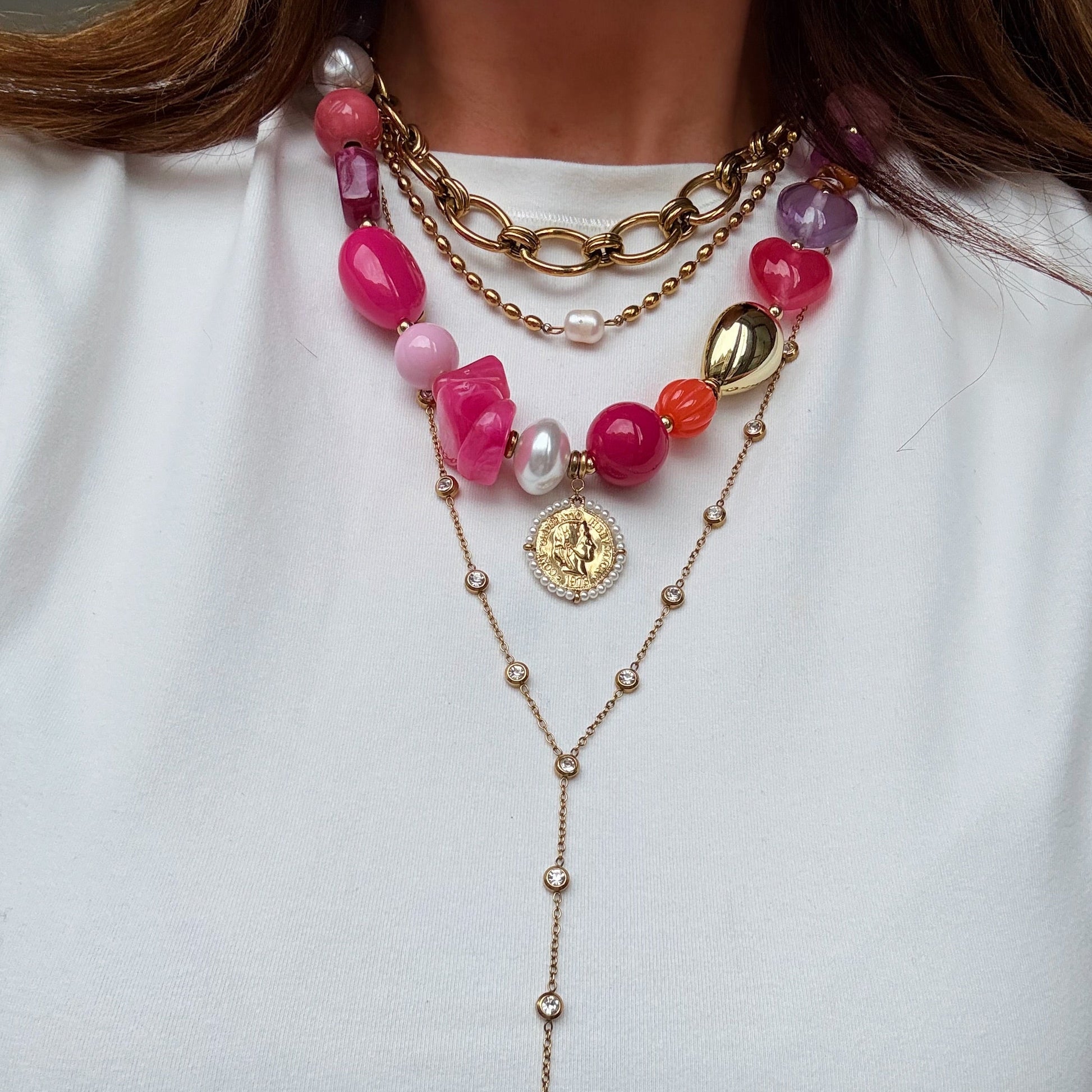 Mila kralen ketting pink