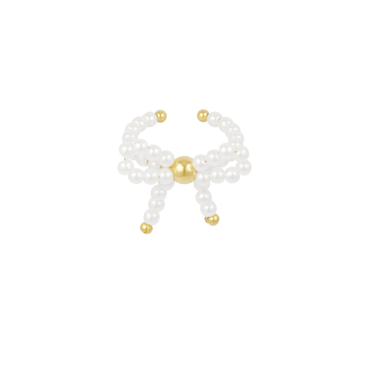 Parel strik ring goud