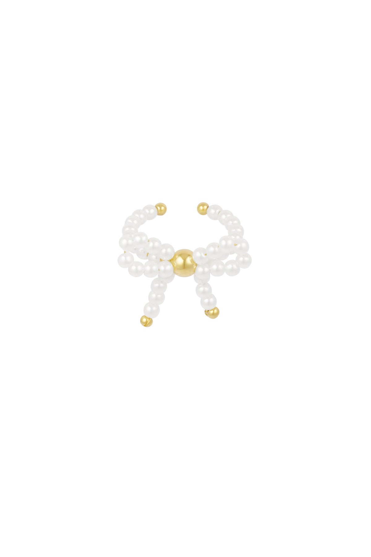 Parel strik ring goud