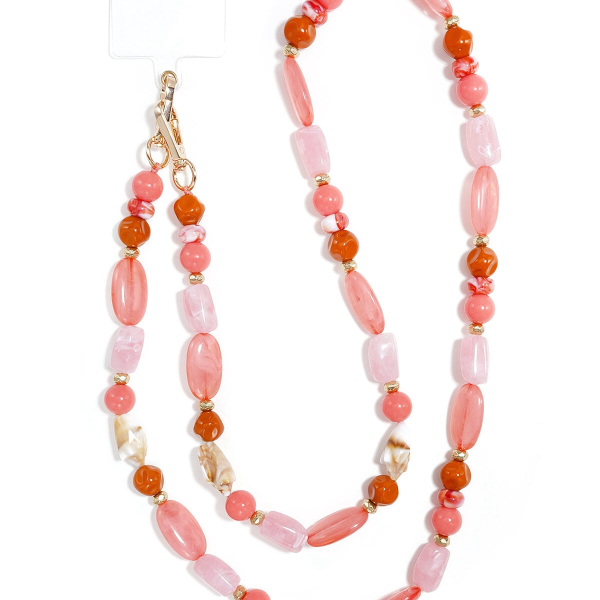 Lange telefoon ketting met kralen multicolor
