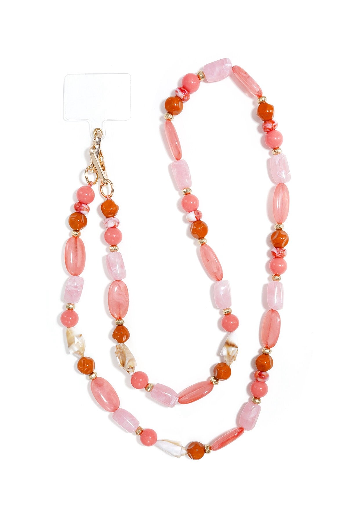 Lange telefoon ketting met kralen multicolor