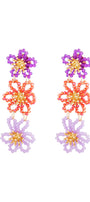 Flower party oorbellen oranje/paars