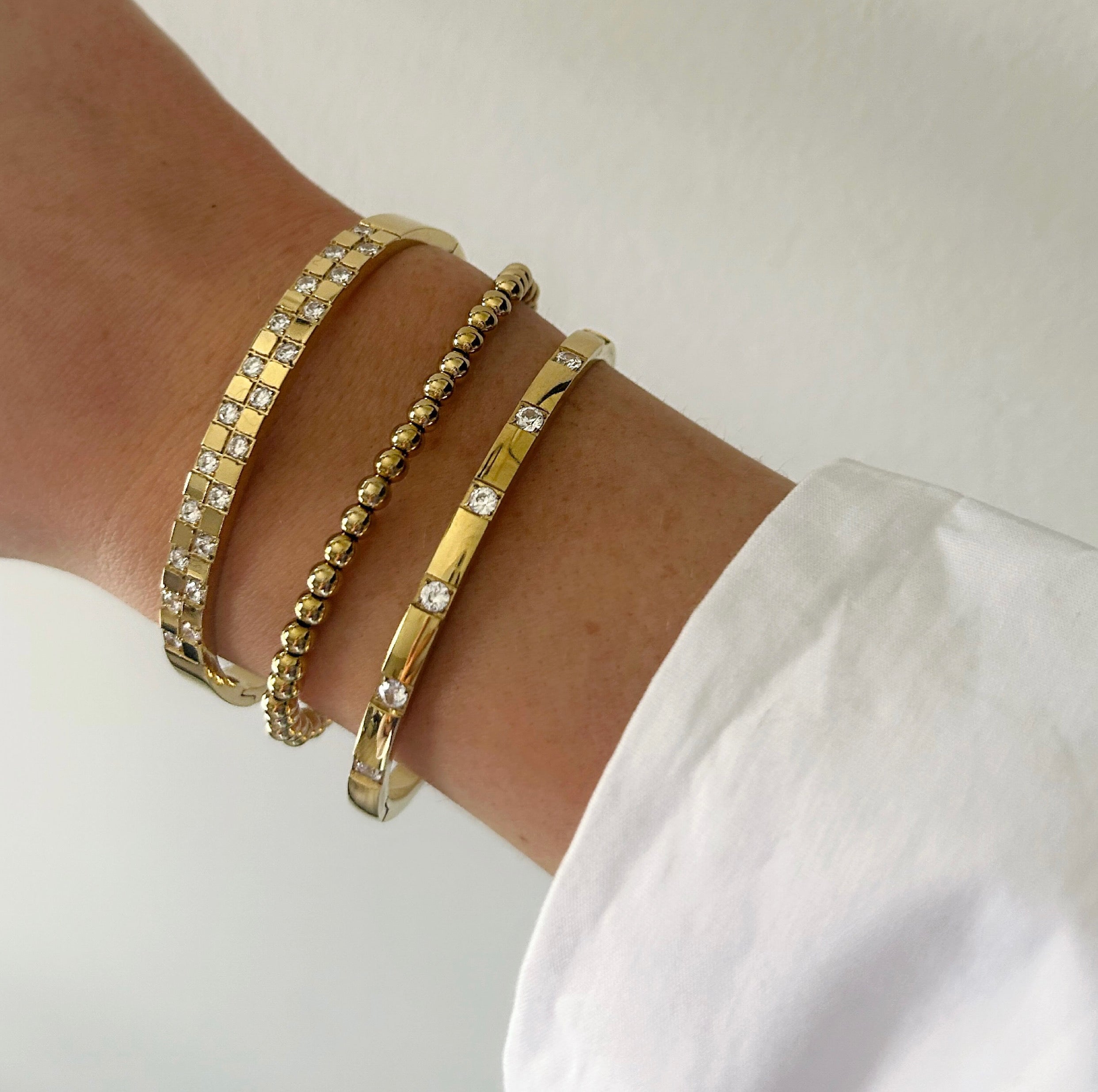 Slavenarmband square diamond goud