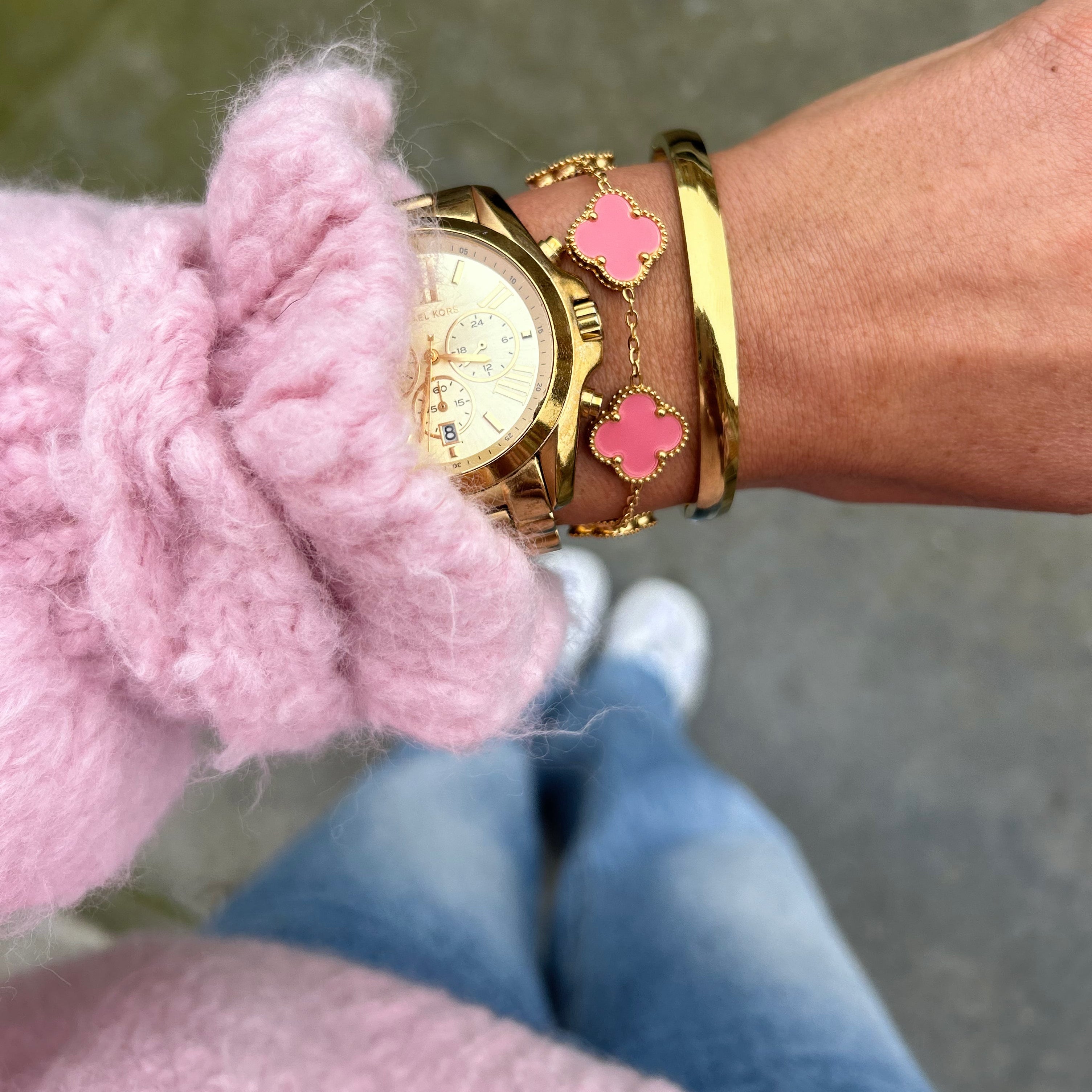 Belle armband goud/roze