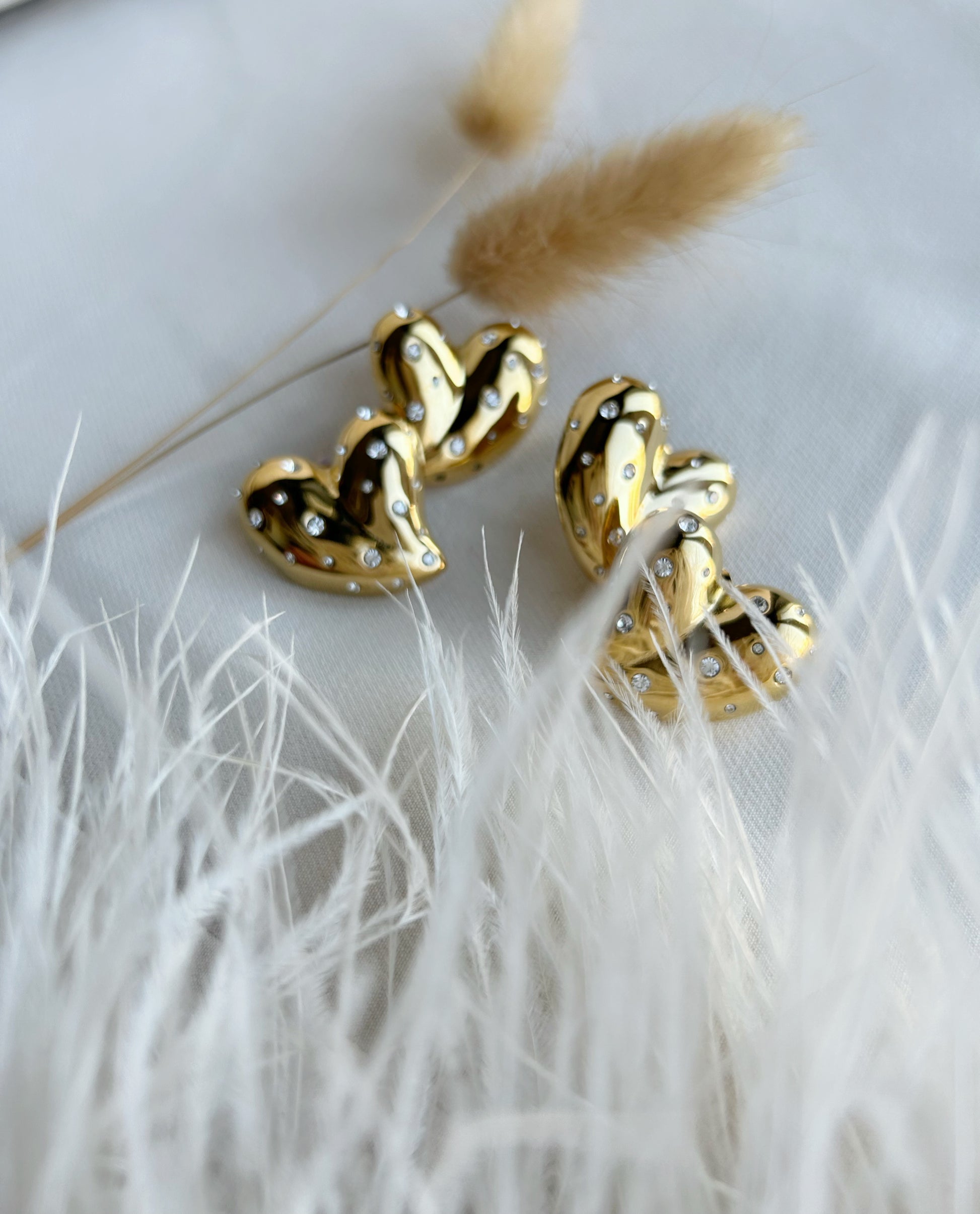 Charlies Diamond hart oorbellen goud