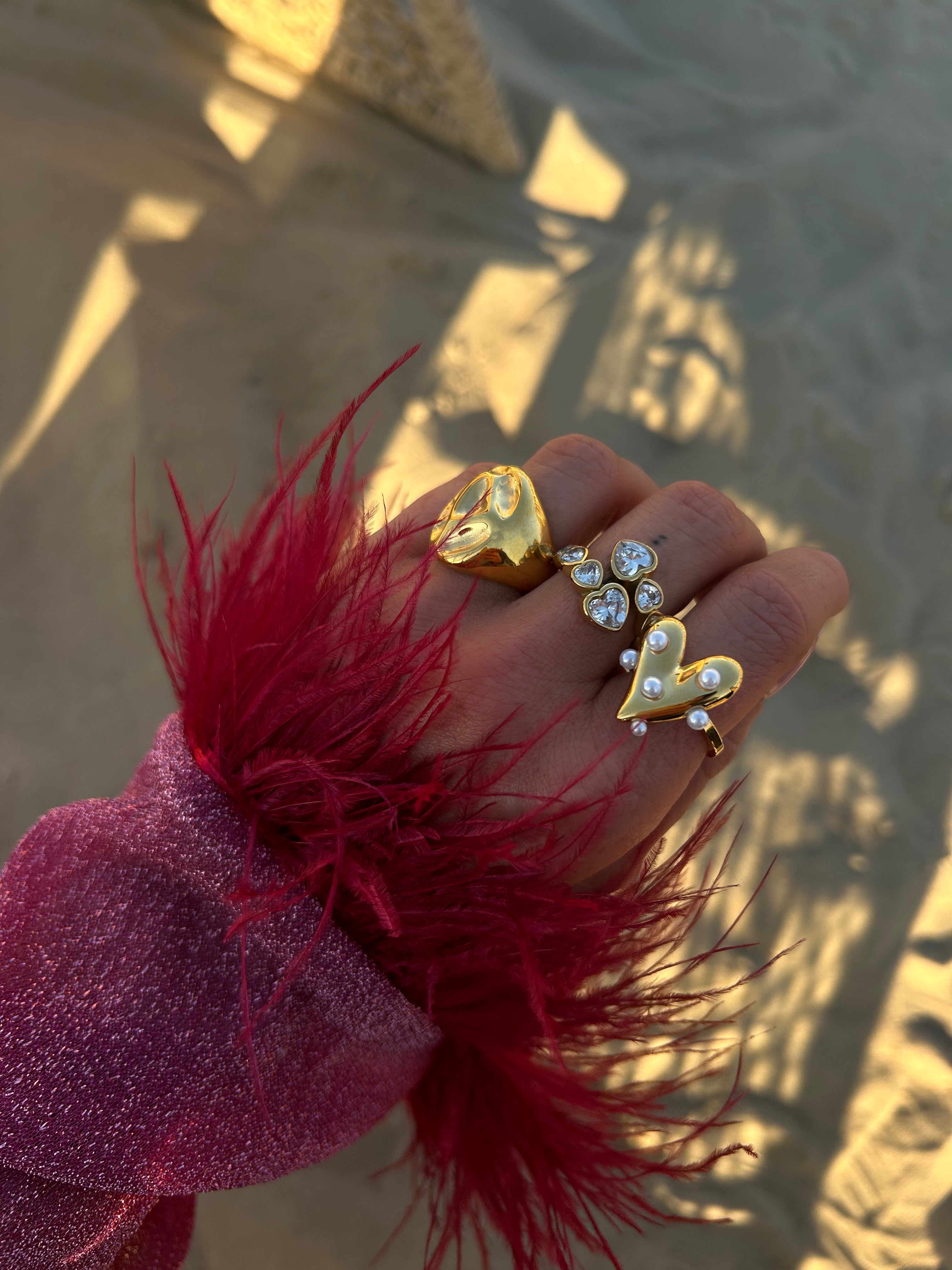 Parel hart ring goud