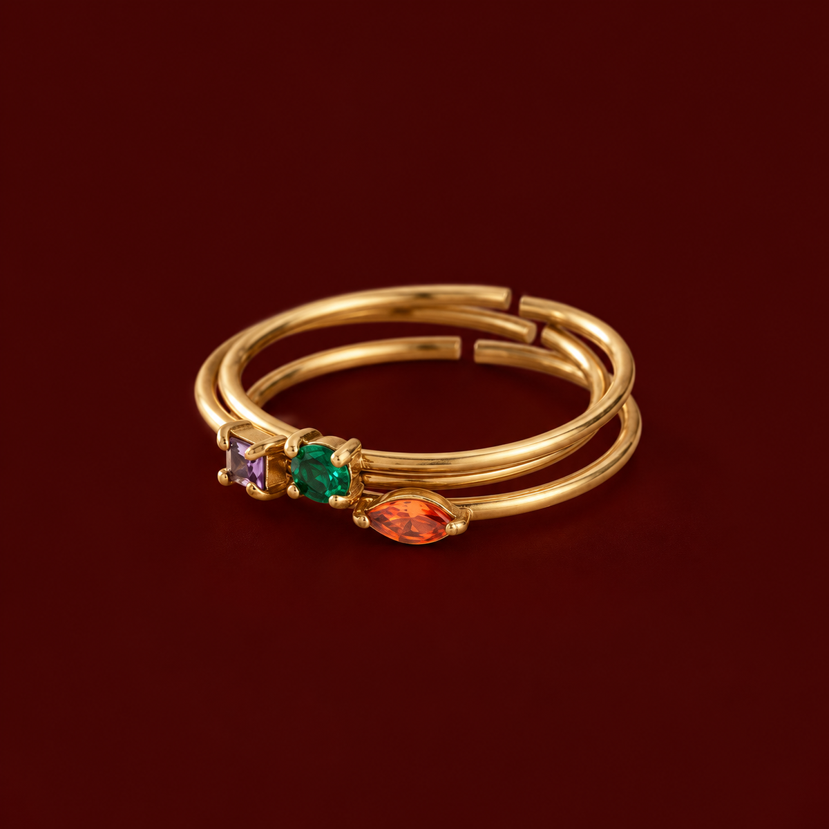 Minimalistische geboortesteen ring Augustus