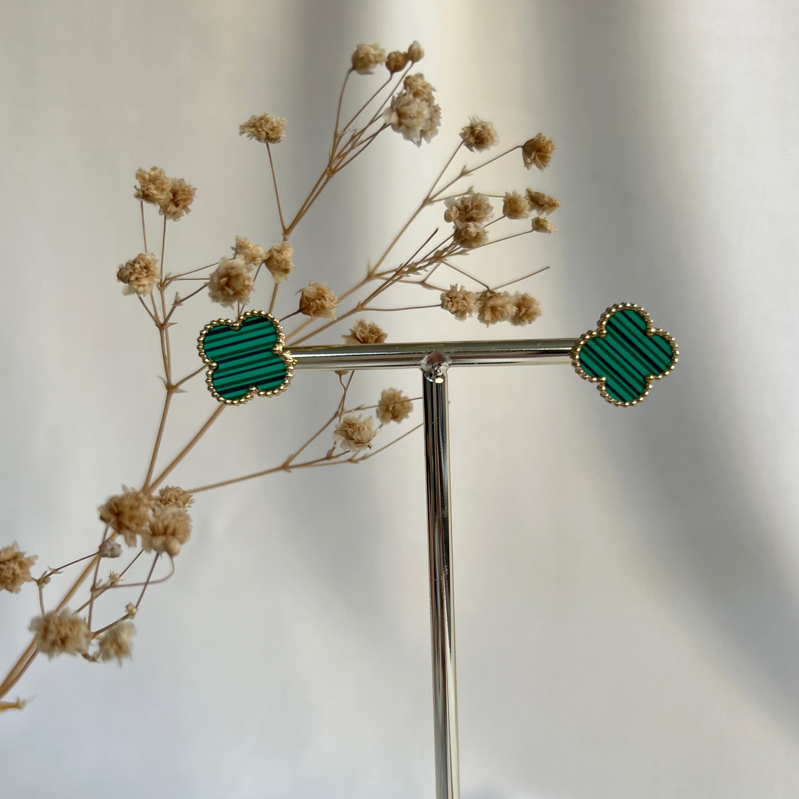 Belle oorbellen goud/groen