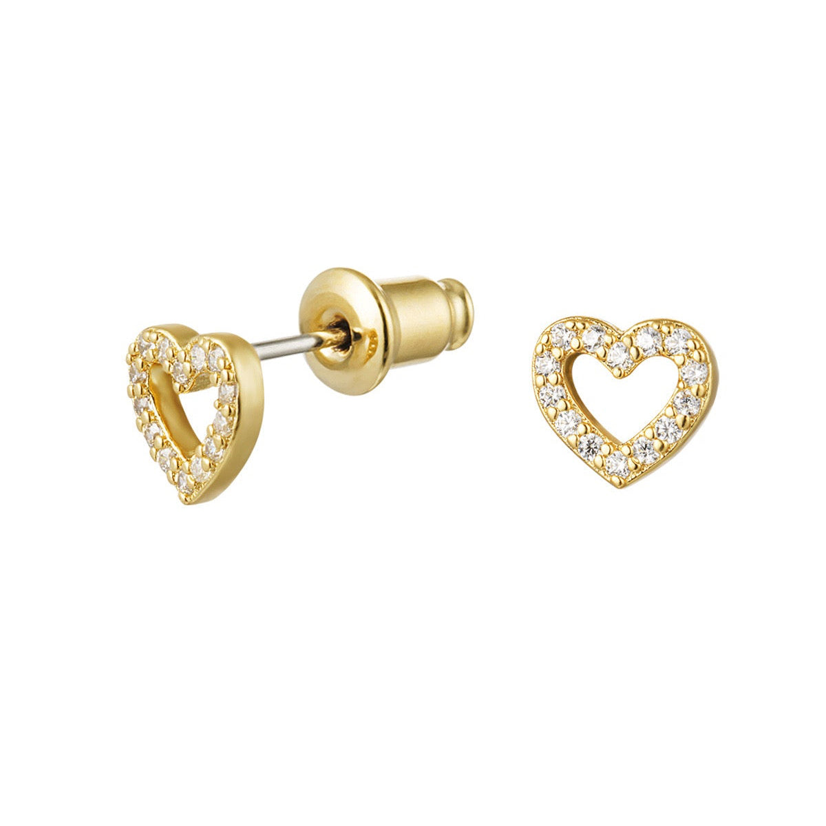 Diamond hart oorknopjes goud