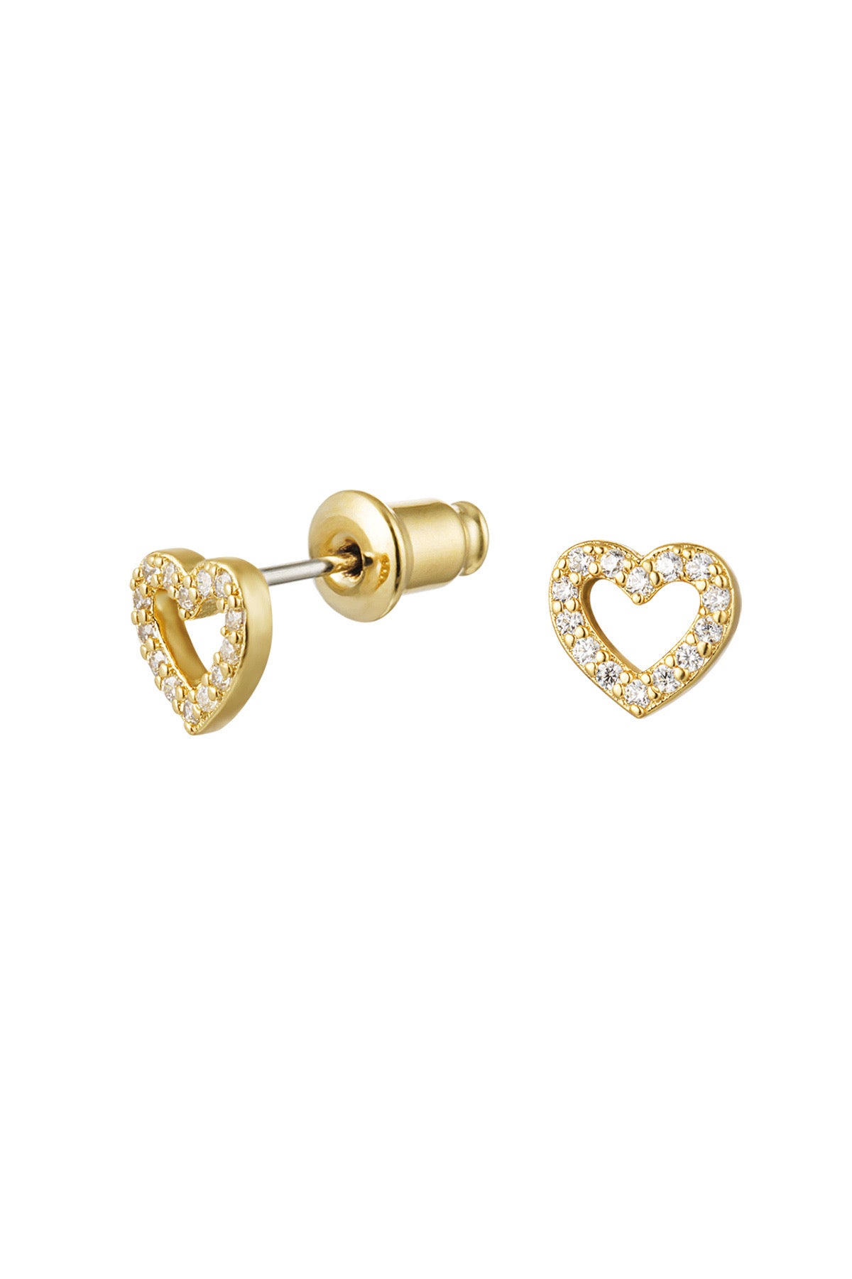 Diamond hart oorknopjes goud