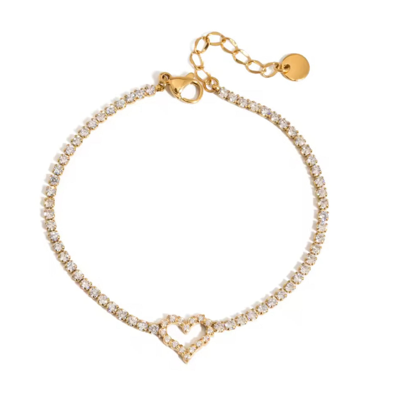 Lora diamond hart armband goud