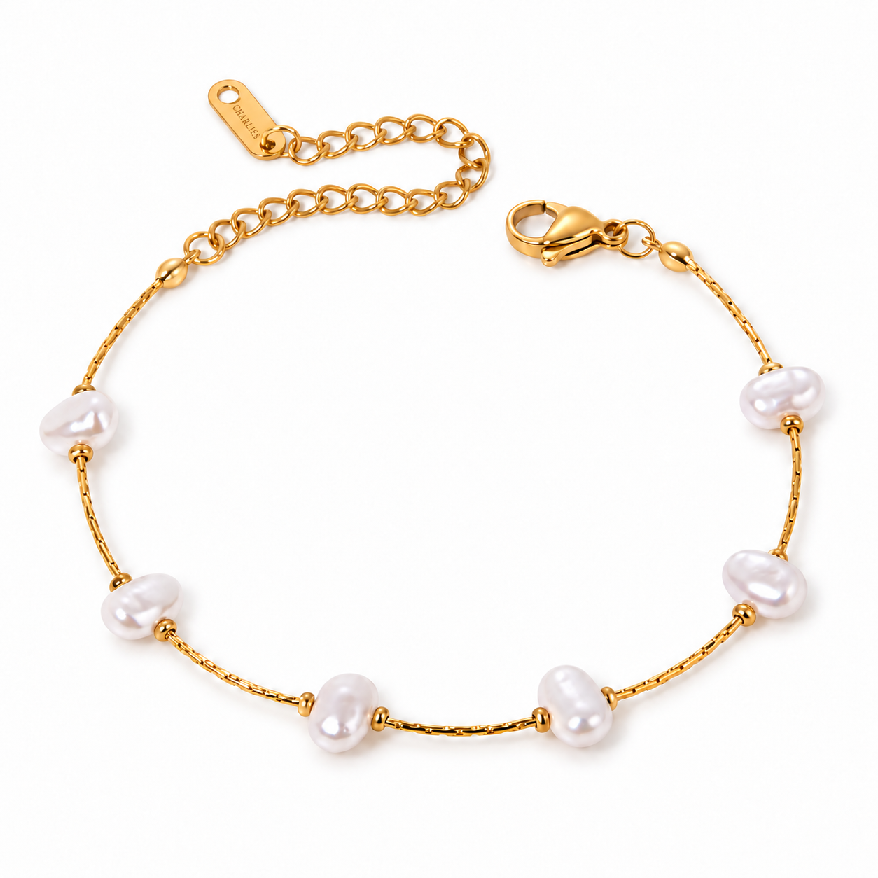 Room armband parel/goud