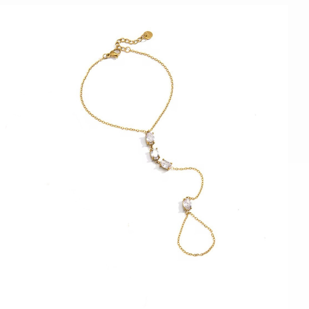 Nora diamond hand chain goud