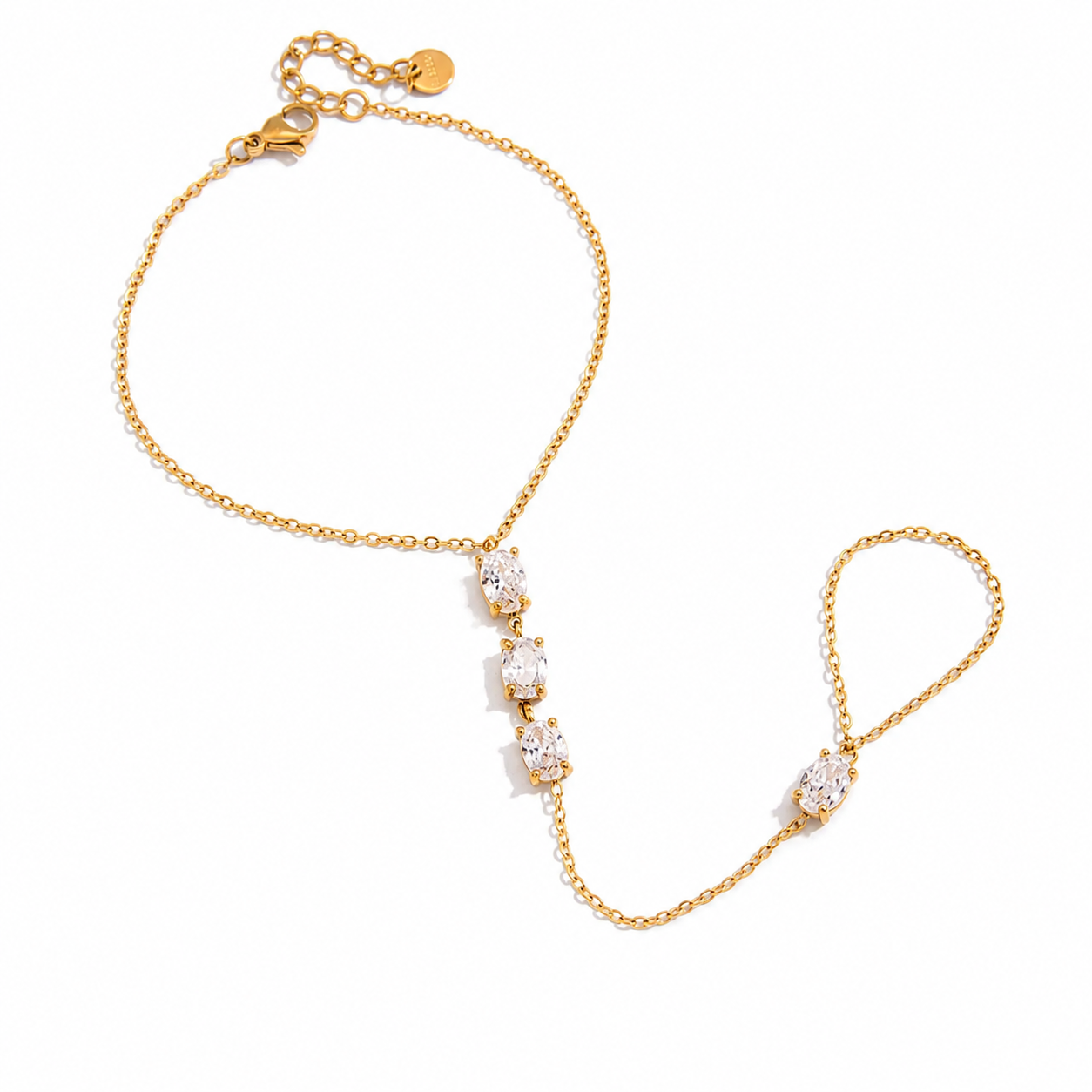 Nora diamond hand chain goud