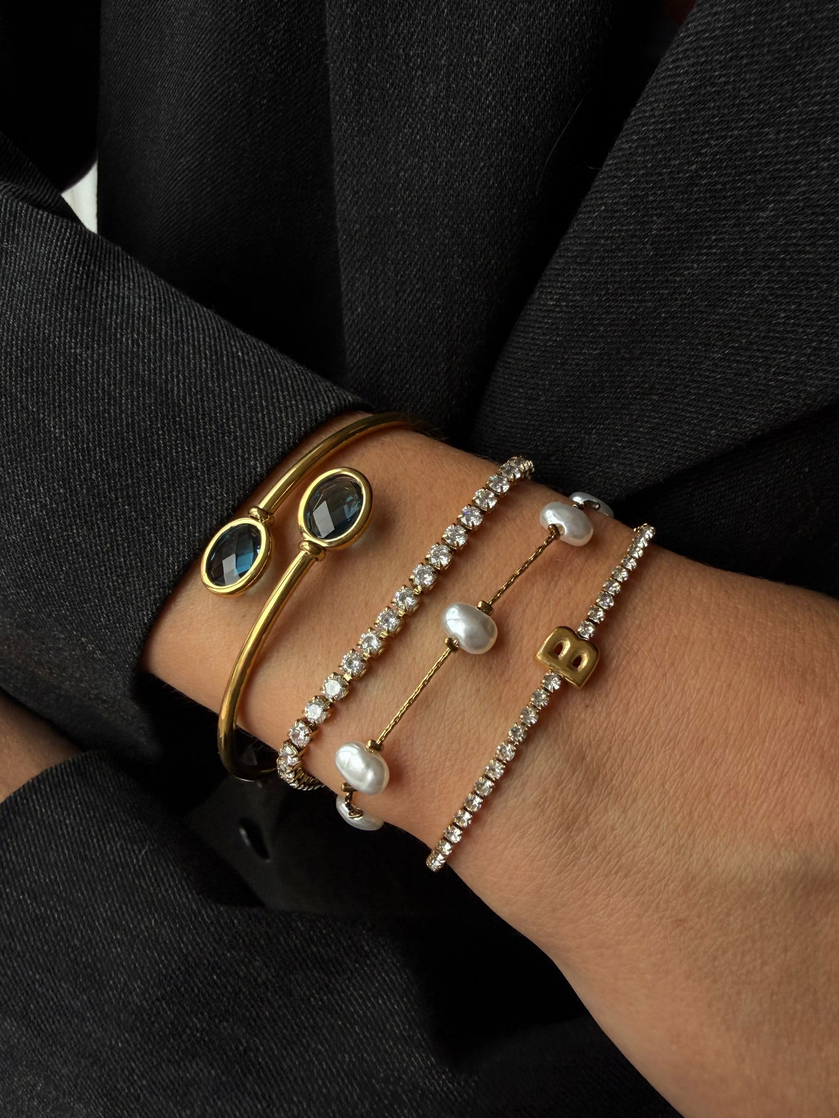 Room armband parel/goud
