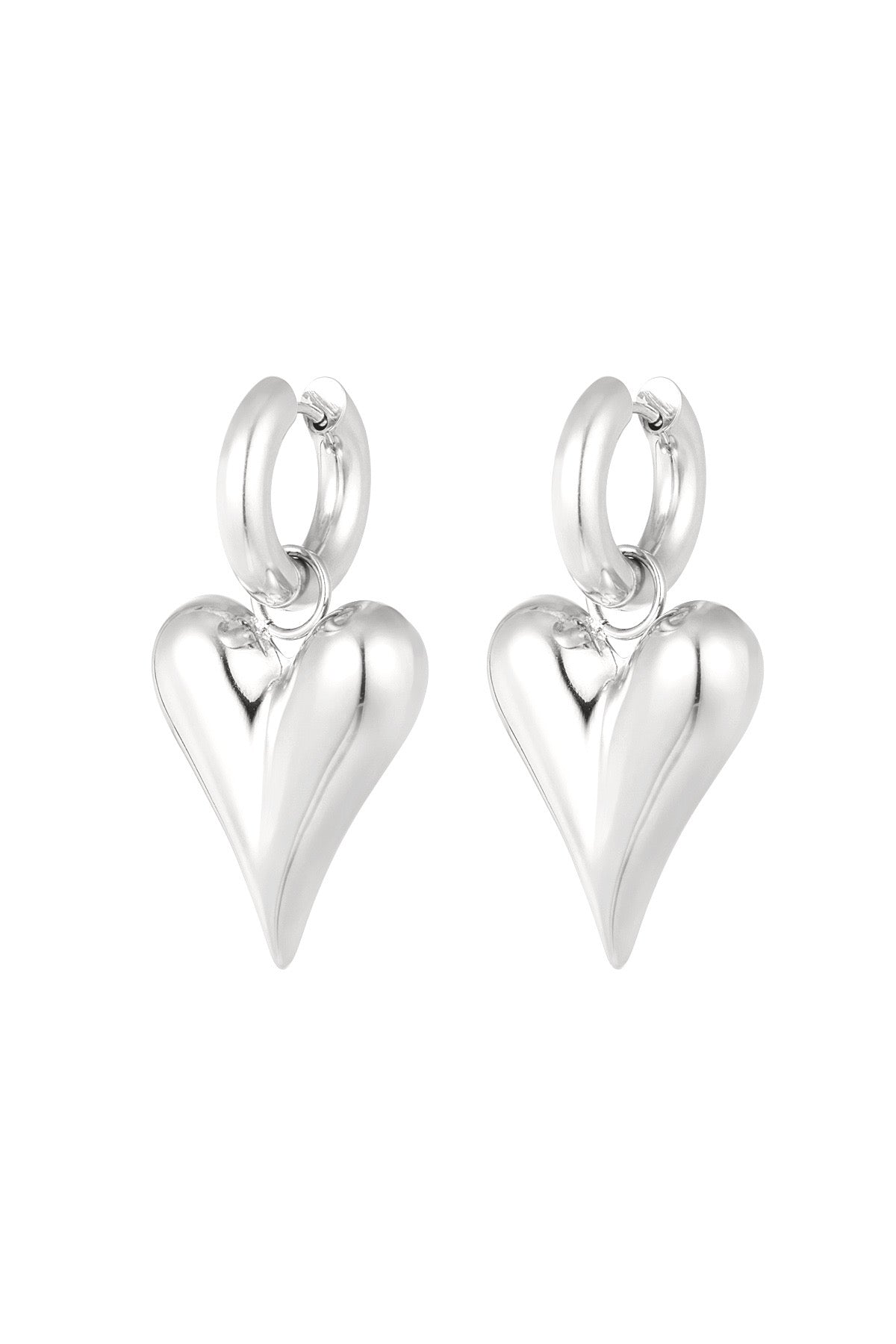 Big heart bedel oorbellen zilver