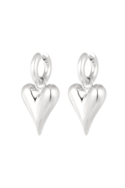 Big heart bedel oorbellen zilver