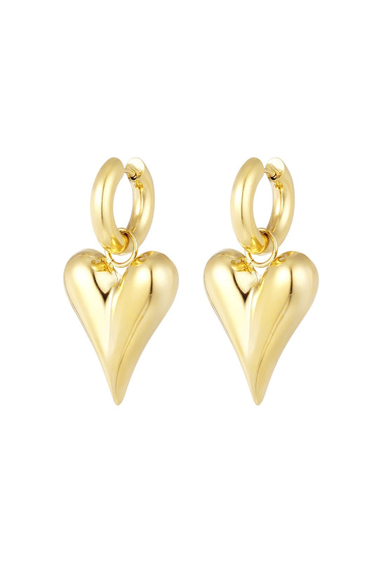 Big heart oorbellen goud