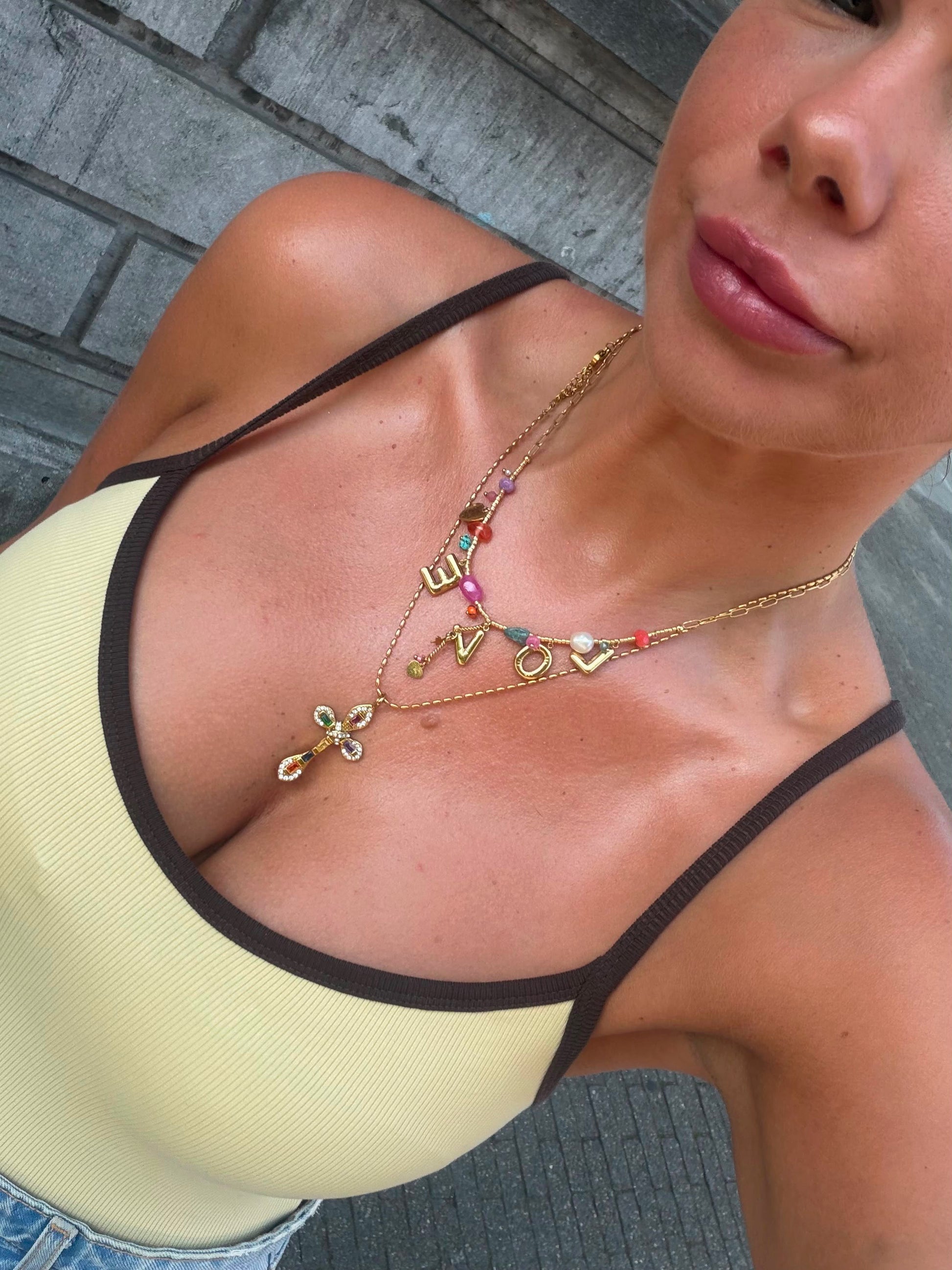 Char ketting multicolor