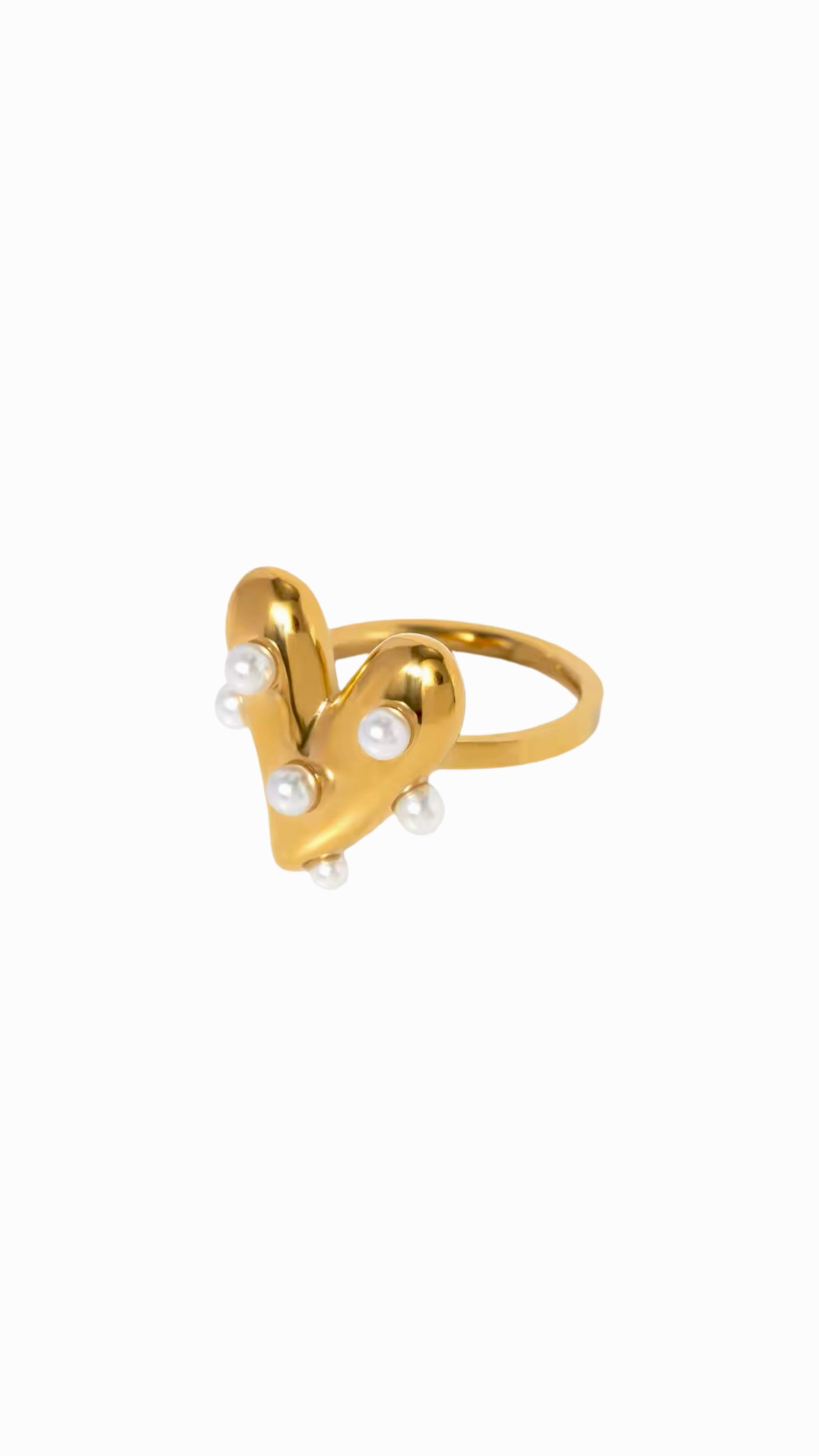 Parel hart ring goud