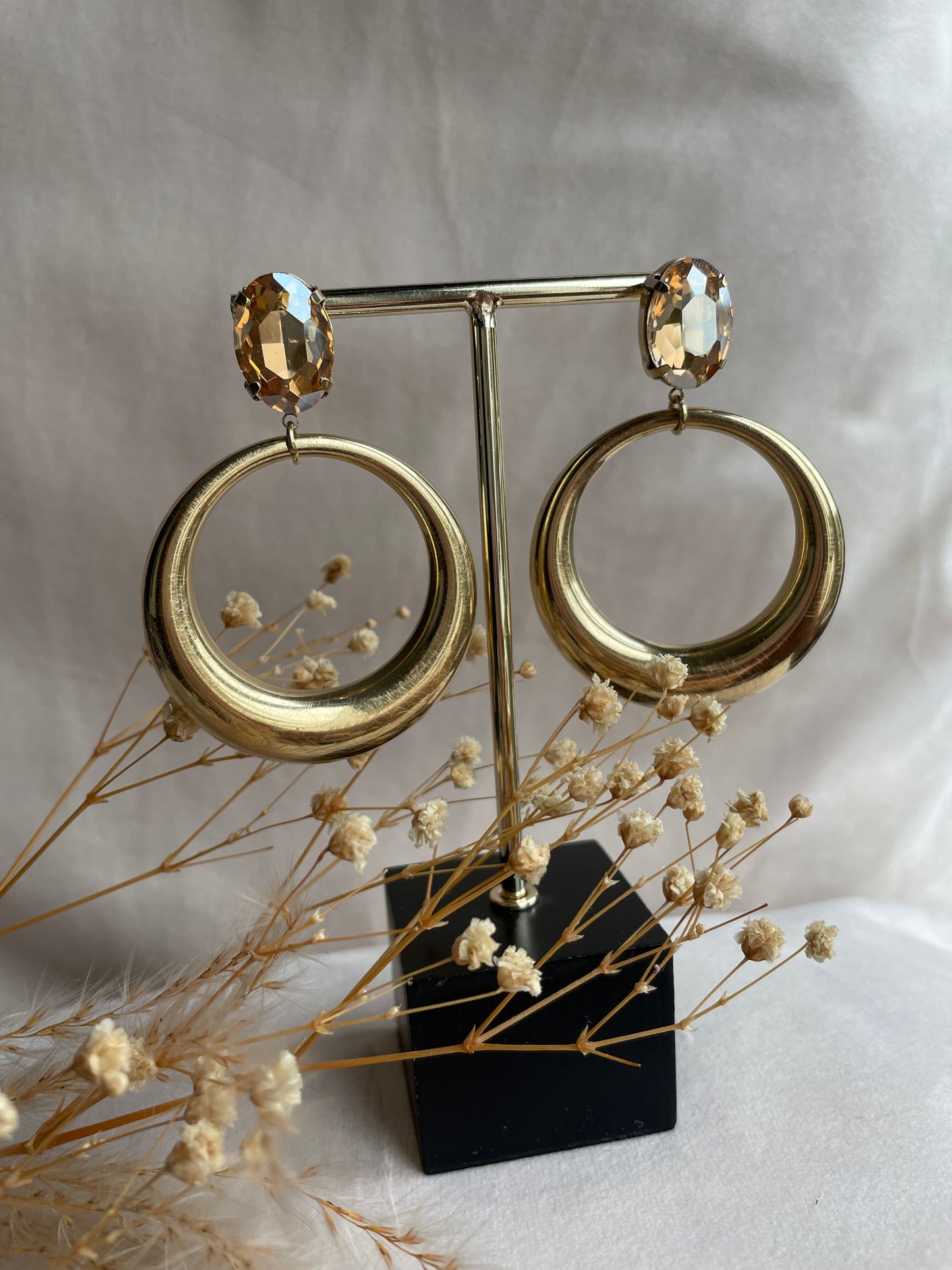 Diamond hoop oorbellen