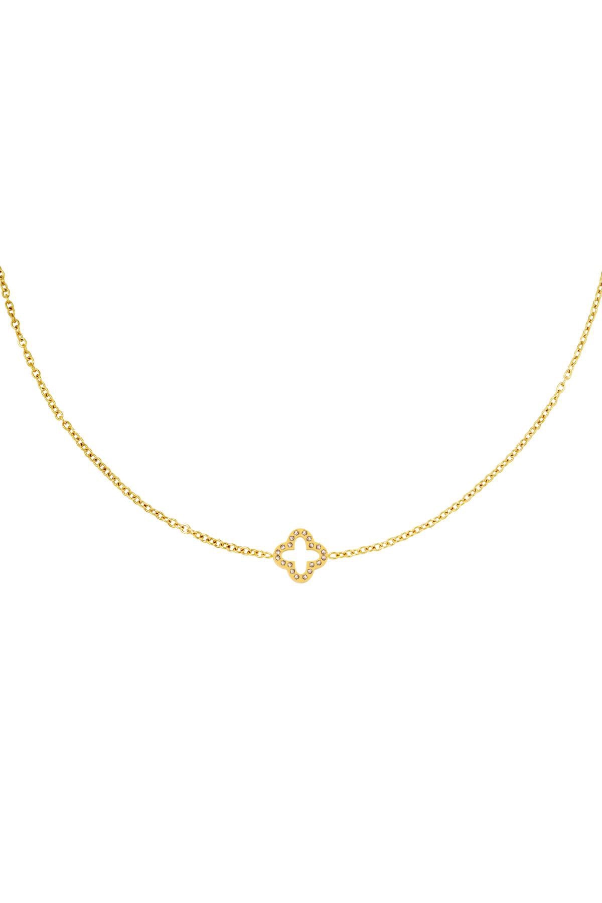 Strass klaver ketting goud