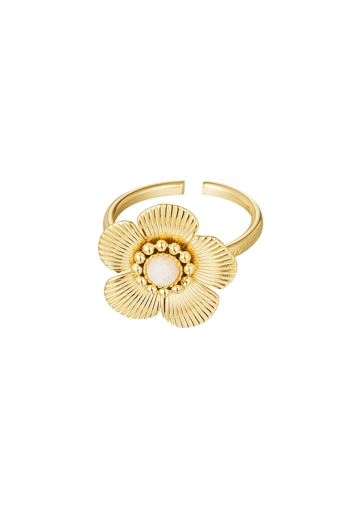 Bloem ring met steen