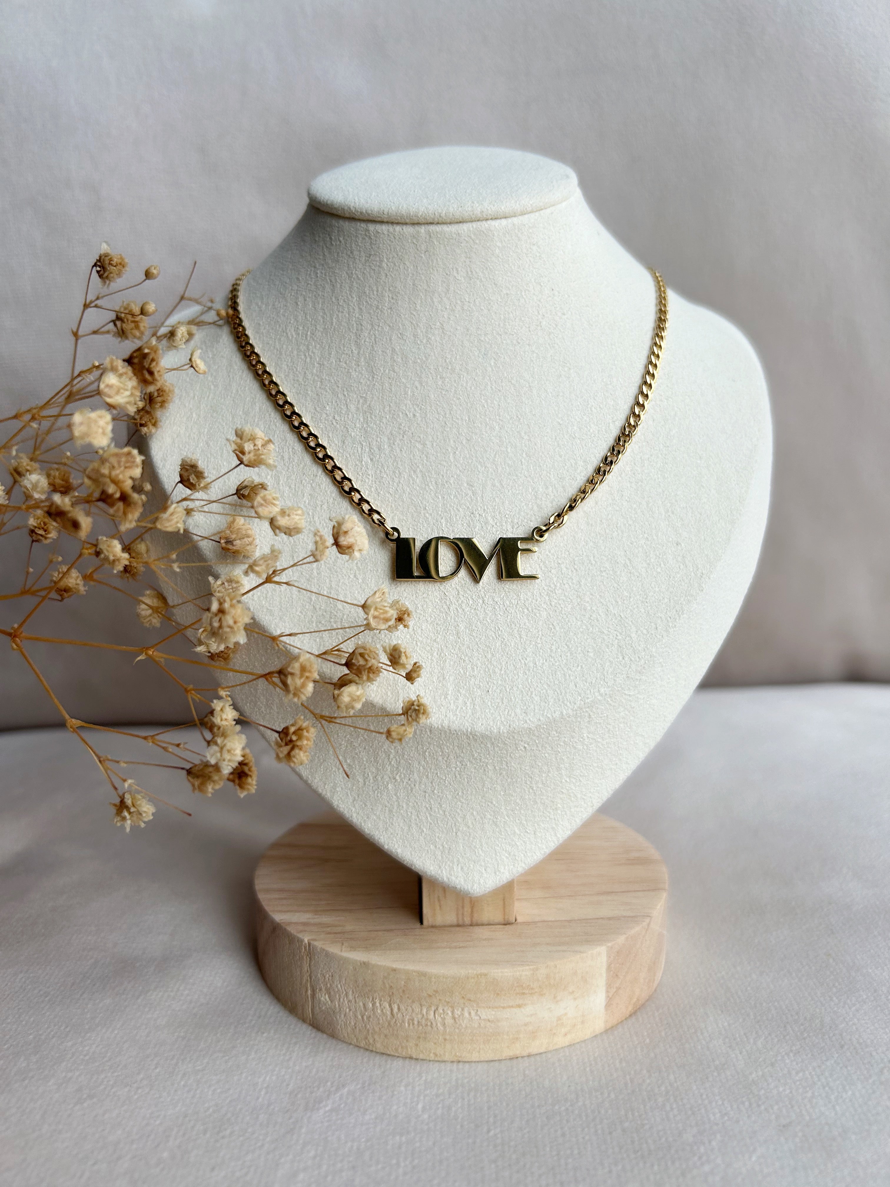 Love schakel ketting goud